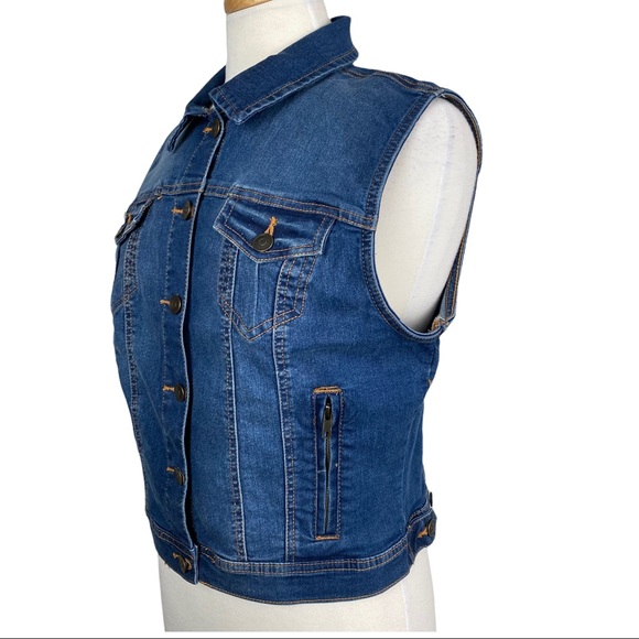 MOTOJEANS Sleeveless Button Down Jean Jacket Size XL - Picture 4 of 8